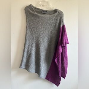 Wooden Ships Paola Buendia magenta gray colorblock asymmetrical poncho sweater
